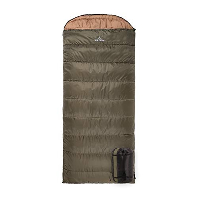 TETON Sports Celsius Regular -18C/0F Sleeping Bag; 0 Degree Sleeping Bag Great for Cold Weather Camping; Green, Right Zip