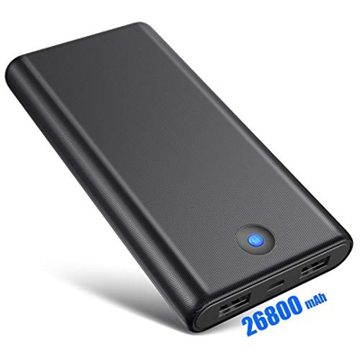 Ekrist Batería Externa Móvil 26800mAh Gran Capacidad Power Bank Carga Rápida Cargador Movil Portátil con【Diseño Antideslizante】 2 USB Cargar y Luces L