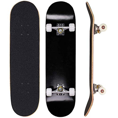 Sumeber - Tabla de skateboard para adultos, para principiantes, cumpleaños, monopatín, para adolescentes, niñas, niños y adultos, Negro