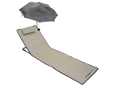 Meerweh Mar WEH Playa (XXL, con Respaldo & Pantalla Playa Tumbona Isomatte – Manta de Picnic (Aprox. 200 x 60 cm Tumbona, Beige, 200 x 60 x 68 cm