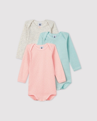 Petit Bateau - Pack De 3 Bodys De Bebé Niña Manga Larga
