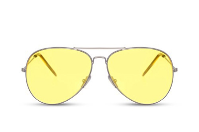 Cheapass Gafas de Sol Piloto Montura Plateada Amarillas Coloreadas Lentes Transparentes Categoría Protección 2 UV400