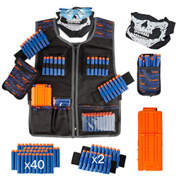 LVHERO Último El Kit Chaleco Táctico para Nerf Guns con Dardos de Recarga, Bolsa de Dardos, Pulsera, máscara de Tubo Facial, Clips de Recarga rápida y características