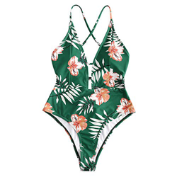 ZAFUL - Traje de baño de una pieza para mujer, diseño floral, acolchado, con correa cruzada verde M características