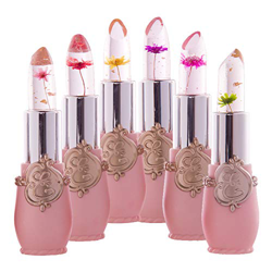 6 piezas cambio transparente color bálsamo labial hidratante rosa cristal jelly flor maquillaje temperatura lápiz labial bálsamo labial duradero magia en oferta