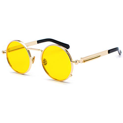 Kennifer Steampunk redonda Retro Metálico gafas de sol para hombres y mujeres Gafas de sol redondas vintage con marco de metal protector UV400 precio