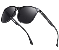 Effnny Gafas de sol polarizadas para hombres, protección UV, Lentes de sol espejadas 3333 (Montura negra y lentes grises.) características