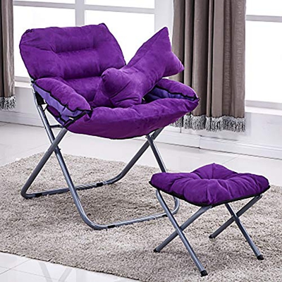 YB&GQ Acolchada Silla Lunar,Plegable Silla Saucer con Marco De Metal,Cómodo Sofá Silla,Portátil Sofá Perezoso con Reposapiés Acolchados Y Almohada Sil