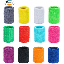 Czemo 12 Pares Muñequeras Deportivas Pulseras de algodón Coloridas Sweatband para Tenis Baloncesto en oferta