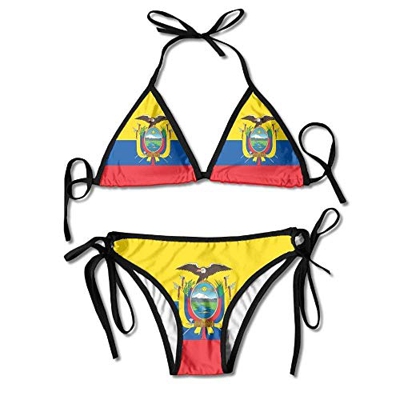 Bikinis,Bandera de Ecuador Bikini de Boxeo Sexy Mujeres Halterneck Top y Set Trajes de baño Playa Natación