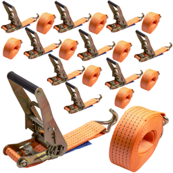 10x Correa de amarre Ganchos Strap 8m 5T 50mm Tie Down J Hooks Trailer Car Lorry características
