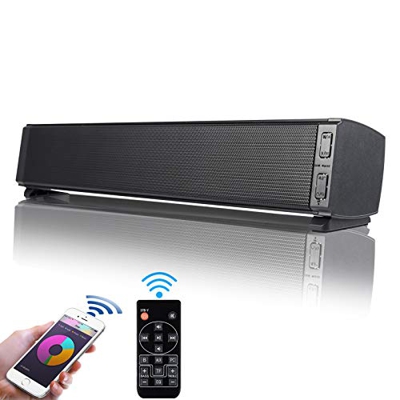 Barra de Sonido, Fityou Altavoces PC Sobremesa 20W Bluetooth 5.0 Altavoz con Cable e Inalámbrico Altavoz Recargable estéreo con alimentación USB para 