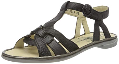 FLY London Coge166fly, Sandalias con Tira Vertical para Mujer, Negro (Black/Bronze 000), 37 EU