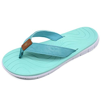 KuaiLu Chanclas Mujer Verano Playa Piscina Comodas Piel Sandalias Planas Caminar Ortopedicas Zapatos