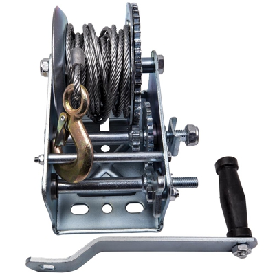 2500 LBS Hand Winch Engranaje Dual Cabrestante manual Torno de mano caravana