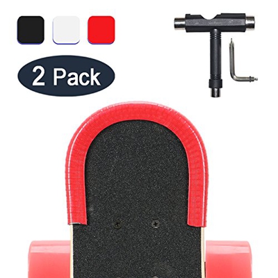 YOUSHARES 2 Pack Skate Deck Protectores de la Nariz y los Guardias de Cola, Longboard eléctrico Borde Protector con Herramientas de Skate, T-Type Skat