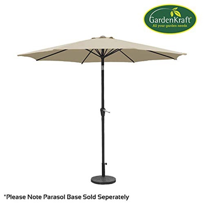 Garden Kraft 14630 2,7 m 6 Rib manivela e inclinable de sombrilla – Color Beige
