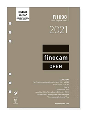 Finocam - Recambio Anual 2021 1 Día página Open R1098 Español