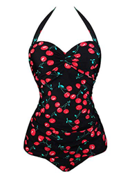 DELEY Traje De Baño De Una Pieza para Mujer Push Up Monokini Bikini con Estampado De Cereza Retro Multicolor Tamaño 4XL precio