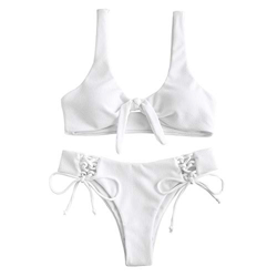 ZAFUL - Bikini brasileño para mujer Blanco L en oferta