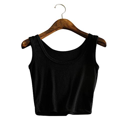 Mujeres Crop Top Básico Sin Mangas Sólido Delgado Sexy Chaleco Tank Tops Camisetas Yoga Fitness Ropa Deportiva (Negro)