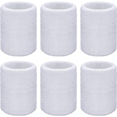 WILLBOND Muñequeras Deportivas Deportes para Fútbol, Baloncesto, Running Athletic, Blanco, 6 Piezas