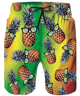 TUONROAD Bañadores para Hombre 3D Piña Traje de Baño Secado Rápido Ligero Baño Playa Shorts L