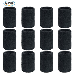 ZWOOS 12 Piezas Muñequeras Deportivas Pulseras Sweatband para el Tenis Calabacín Bádminton Gimnasio Baloncesto (Negro) precio