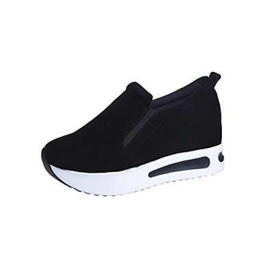 OHQ Zapatillas De Gimnasia Mujer Casual Flock Ponerse Plataforma Gruesa Zapatillas Deportivas CuñAs Zapatos CóModo Y Elegante (40, Negro#2)