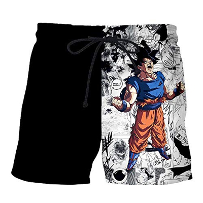 NIEWEI-YI Hombre Bañador Shorts 3D Playa Natacion Pantalon Corto Poliéster Secado Rápido Ligero Moda Shorts Dragon Ball,4XL