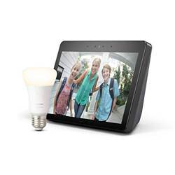 Echo Show (2.ª generación) – Mantén el contacto con la ayuda de Alexa, negro + Bombilla Philips Hue White LED E27 en oferta