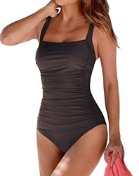 Leslady Banadores Mujer Reductores Mujer Color sólido Traje de baño Bandeau Monokini Body Shaping Correa de Hombro Ajustable Trajes de una Pieza en oferta