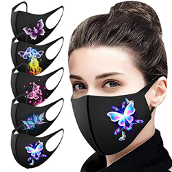 5/10/25 Piezas Estampado de Mariposas Reutilizables Lavables Protección Personal Diaria para Mujer y Hombre, Al Aire Libre Transpirables Bufanda (Ab-5 características
