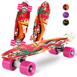 Gonex Monopatín Skateboards Patinete Retro Crucero Completo para Niños Jóvenes Adultos, Skates Penny Board Patín (22 Pulgadas, 4 PU Ruedas Traslúcidas precio