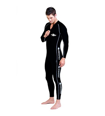 Stingray - Traje de natación para hombre, protección solar, estilo deportivo Negro Negro + plateado con costuras planas. XXL
