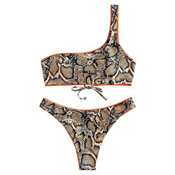 ZAFUL - Traje de baño para mujer, reversible, piel de serpiente, con acolchado naranja L en oferta