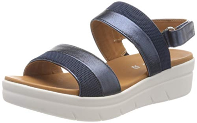 Stonefly Aqua III 11 Laminated LTH, Sandalias con Correa de Tobillo para Mujer, BLU Limo Blue 100, 38 EU
