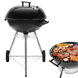 Grandma Shark Redondo BBQ Barbacoa Carro, Al Aire Libre Cámping Viaje Parrilla de trípode con Dos Ruedas, Negro (22 Pulgadas) en oferta