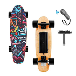 Skateboard Eléctrica con Control Remoto, 25.4 '' Monopatín de 4 Ruedas con Batería de Litio, Velocidad máxima de 20 km/h, Motor de 350 W, 7 Capas de T características