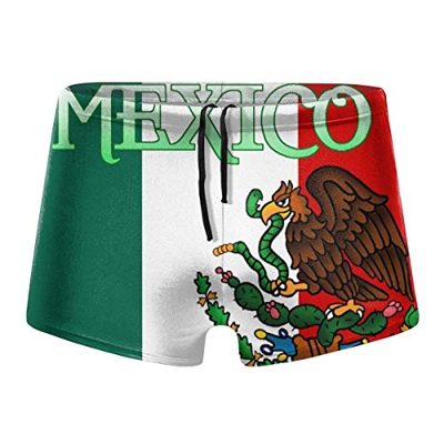 ERTERT Hombres México Mexicon Flag Swim Boxer Briefs Swim Jammer Swim Trunks Board Shorts Traje de baño de Pierna Cuadrada