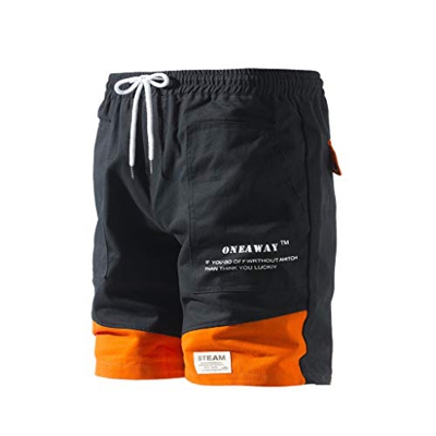 LANSKIRT_Pantalones Cortos Hombre Deporte Pantalon Casual de Color Sólido con Botones y Botones de Color Puro Pantalon de Viento Transpirable Shorts(N