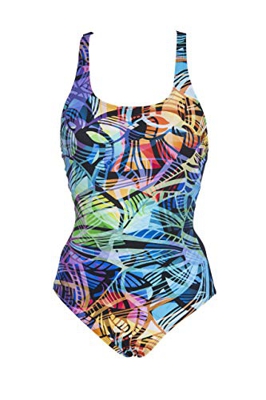 ARENA W Cradle Back One Piece Bañador Bodylift Mujer Hina Copa B, Multicolor-Black, 42