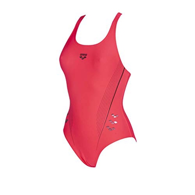 ARENA W V Back One Piece Bañador Deportivo Mujer Chameleon, Fluo Red-Shark, 44