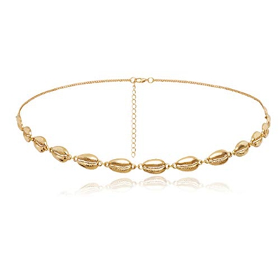 niumanery Women Girls Bohemian Summer Sexy Metallic Sea Shell Body Chain Bikini Beach Waist Belt Geometric Jewelry Harness Accessories Gold