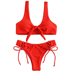 ZAFUL - Bikini brasileño para mujer Color naranja y rojo. L características