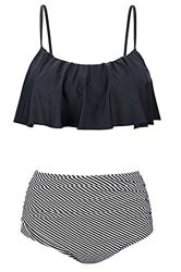 Mujeres Plus Size High Waist Bikini Traje De Baño Dos Piezas Florales 2018 Black XXL precio