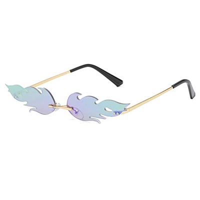 Aisoway Llama del fuego Gafas de sol Hombres Mujeres sin rebordes de onda Gafas de sol Gafas estrecha Gafas de sol