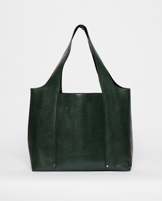 Sfera - Bolso Shopper De Mujer Reptil Verde