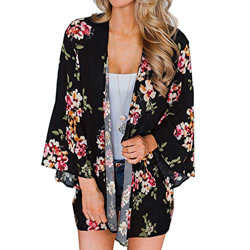 Yonhee - Chaquetas de chal floral para mujer, diseño floral, para playa, estilo boho y verano, informal, para mujer precio