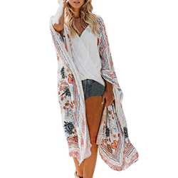 Cardigans Mujer Kimono 2019 Nuevo SHOBDW Pareos Manga Larga Cardigans Mujer Flores Boho Gasa Chal Playa de Verano Cardigans Mujer Largo Suelto Tops Bl características
